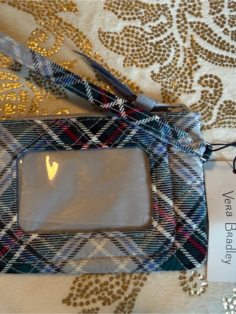 Vera Bradley Snowy Plaid Quilted Wristlet NWT